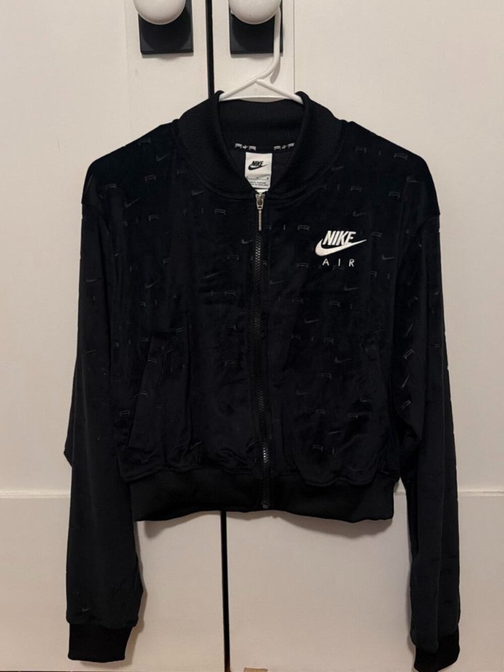 Nike Air Women's Black Velour Bomber Jacket NWT